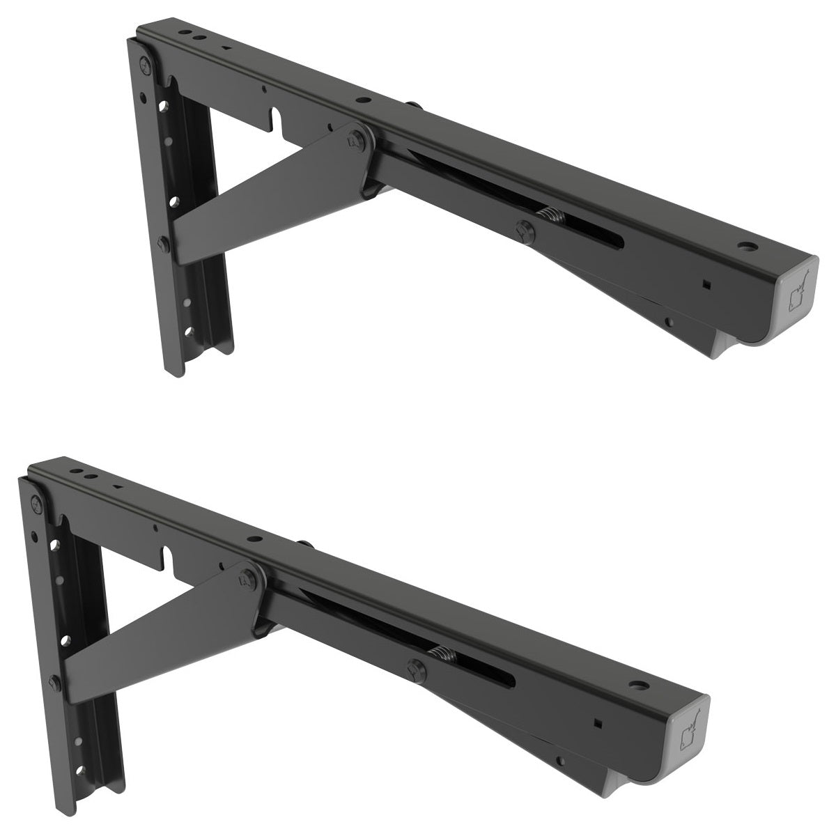 2 supports de table pliants robustes de haute qualité EB-303 en acier inoxydable. Une paire de supports pliables avec une capacité de charge allant jusqu'à 150 kg. Supports de rabat de ROCA / Sugatsune