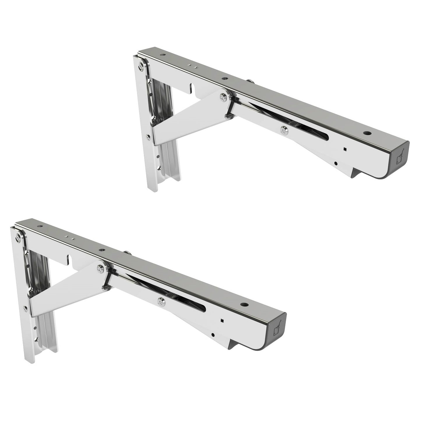 2 supports de table pliants robustes de haute qualité EB-317 en acier inoxydable. Une paire de supports pliables avec une capacité de charge allant jusqu'à 200 kg. Supports de rabat de ROCA / Sugatsune