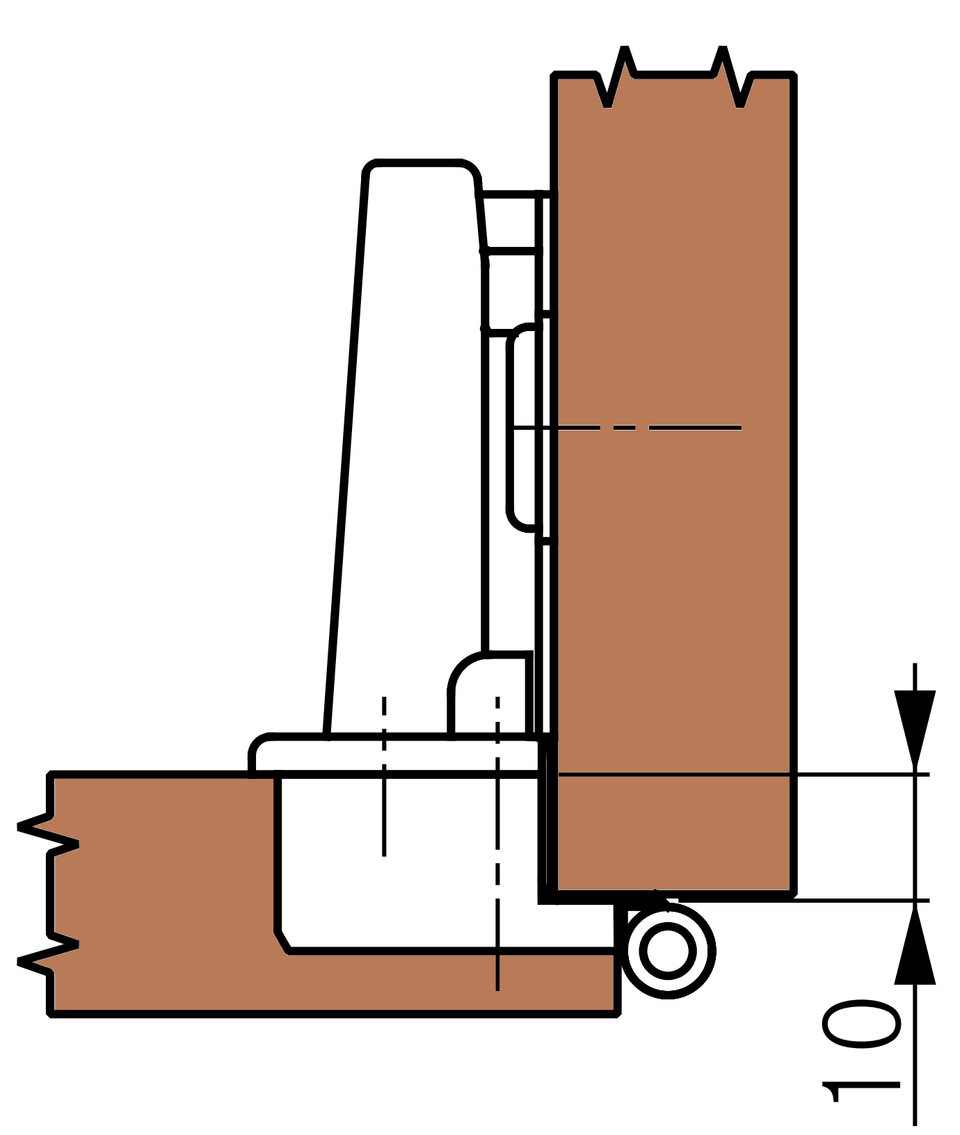 Deux pièces de charnière à pivot simple UMAXO 180° (pour portes à feuillure) Zamak, laiton bruni. SET (2 x charnière, 2 x plaque de montage). En remplacement de NEXIS SLIDE-ON 80 (MEPLA)