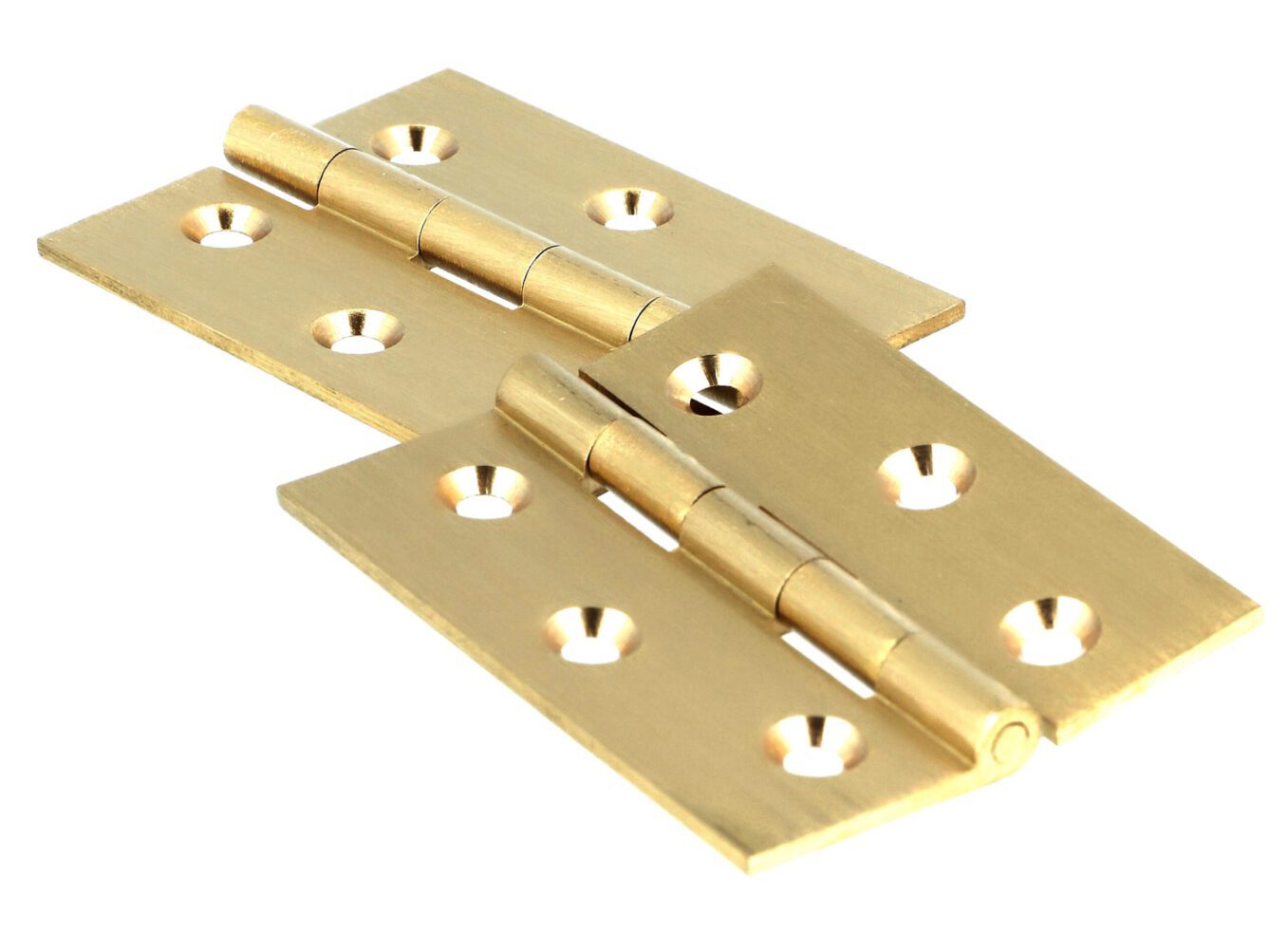 2 high-quality brass furniture hinges, perforated, 60 x 50 x 1.8 mm; polished. Furniture hinge 15.13.125 from SISO Denmark