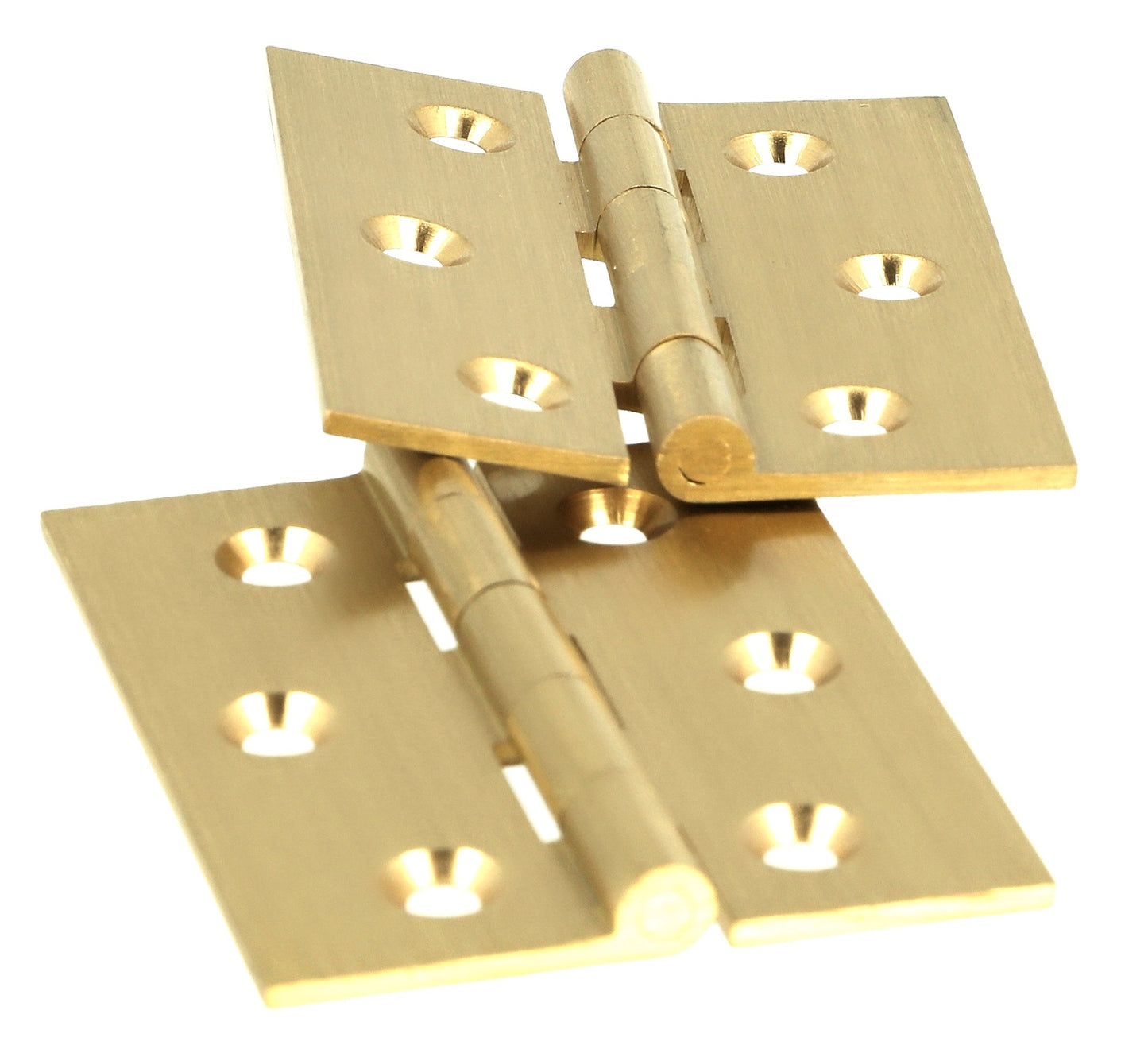 2 high-quality brass furniture hinges, perforated, 60 x 50 x 1.8 mm; polished. Furniture hinge 15.13.125 from SISO Denmark