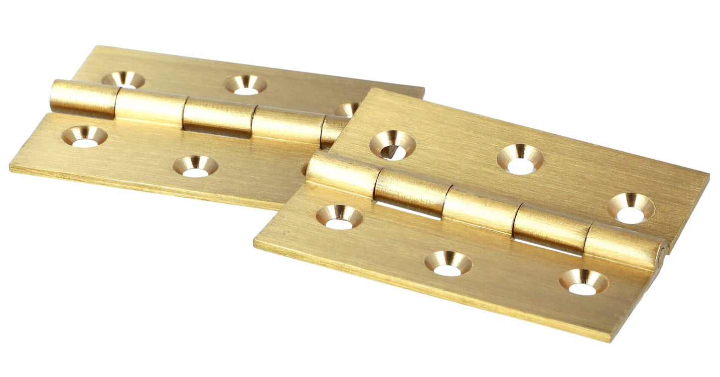 2 high-quality brass furniture hinges, perforated, 60 x 50 x 1.8 mm; polished. Furniture hinge 15.13.125 from SISO Denmark