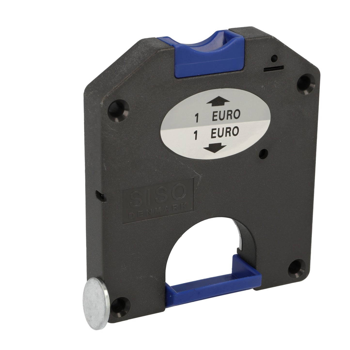 Serrure de dépôt pour pièces de 1 euro, la serrure du casier se ferme à gauche. Serrure à pièces pour casiers, vestiaires, casiers scolaires, armoires, etc. de SISO / UMAXO®