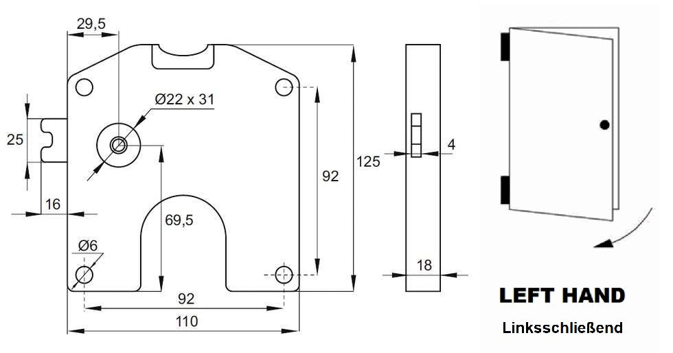 Serrure de dépôt pour pièces de 1 euro, la serrure du casier se ferme à gauche. Serrure à pièces pour casiers, vestiaires, casiers scolaires, armoires, etc. de SISO / UMAXO®