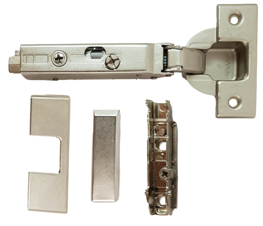 SET: GRASS Tiomos furniture hinge (cup hinge), damped, 110°, straight mounting plate and 2 cover caps