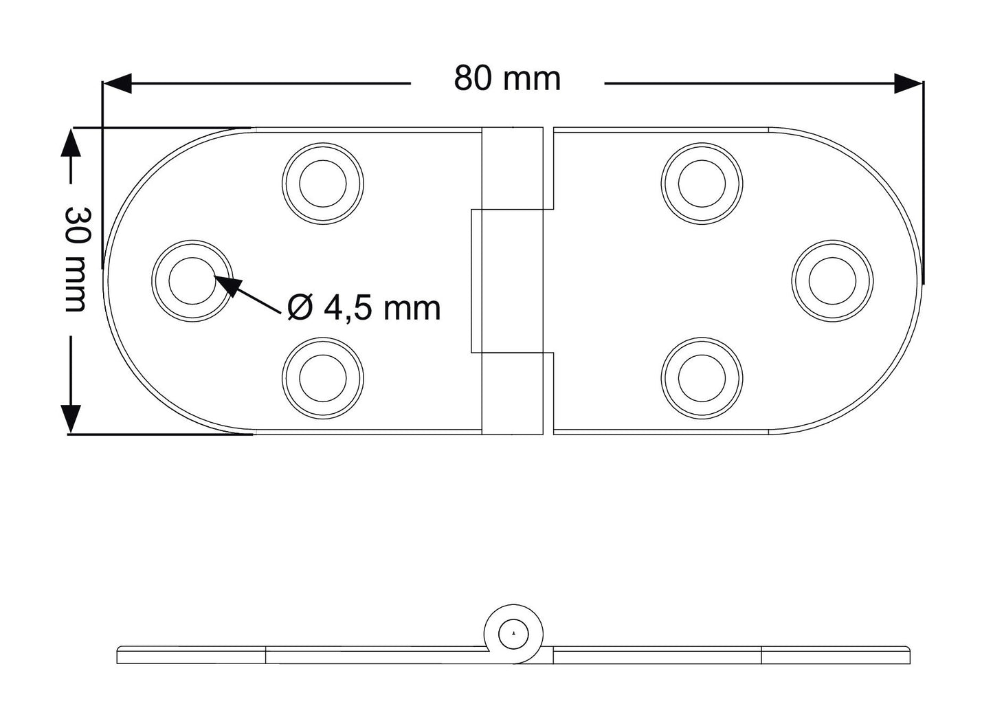 Set: 2 Stück UMAXO® Klapptisch-Scharnier aus V4A (SUS316) Edelstahl für Klapptische. Möbelscharnier, Tischscharnier S.FH.3080.2SS
