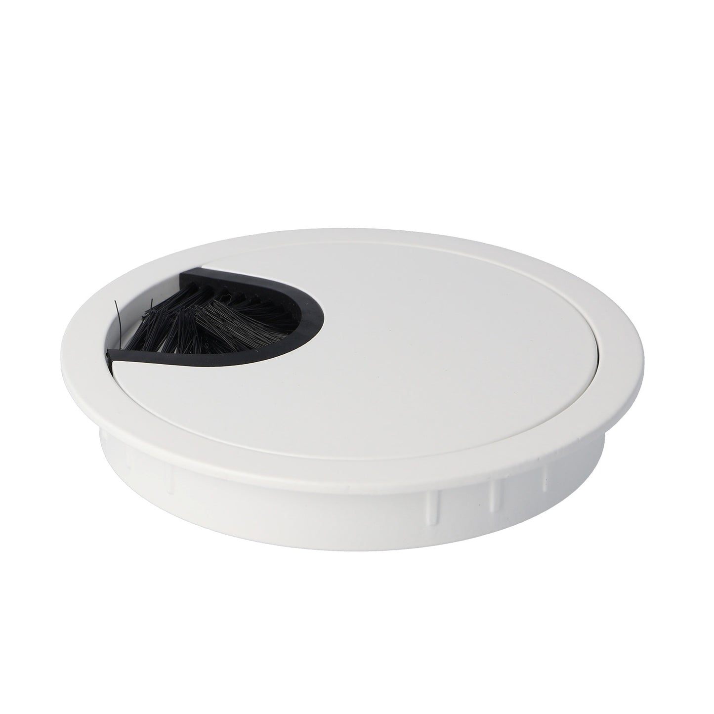 Passe-câble massif de haute qualité en Zamak, Ø80 mm pour bureau avec joint à brosse, surface : blanche. Gestion des câbles de table, sortie de câbles de SISO / Danemark