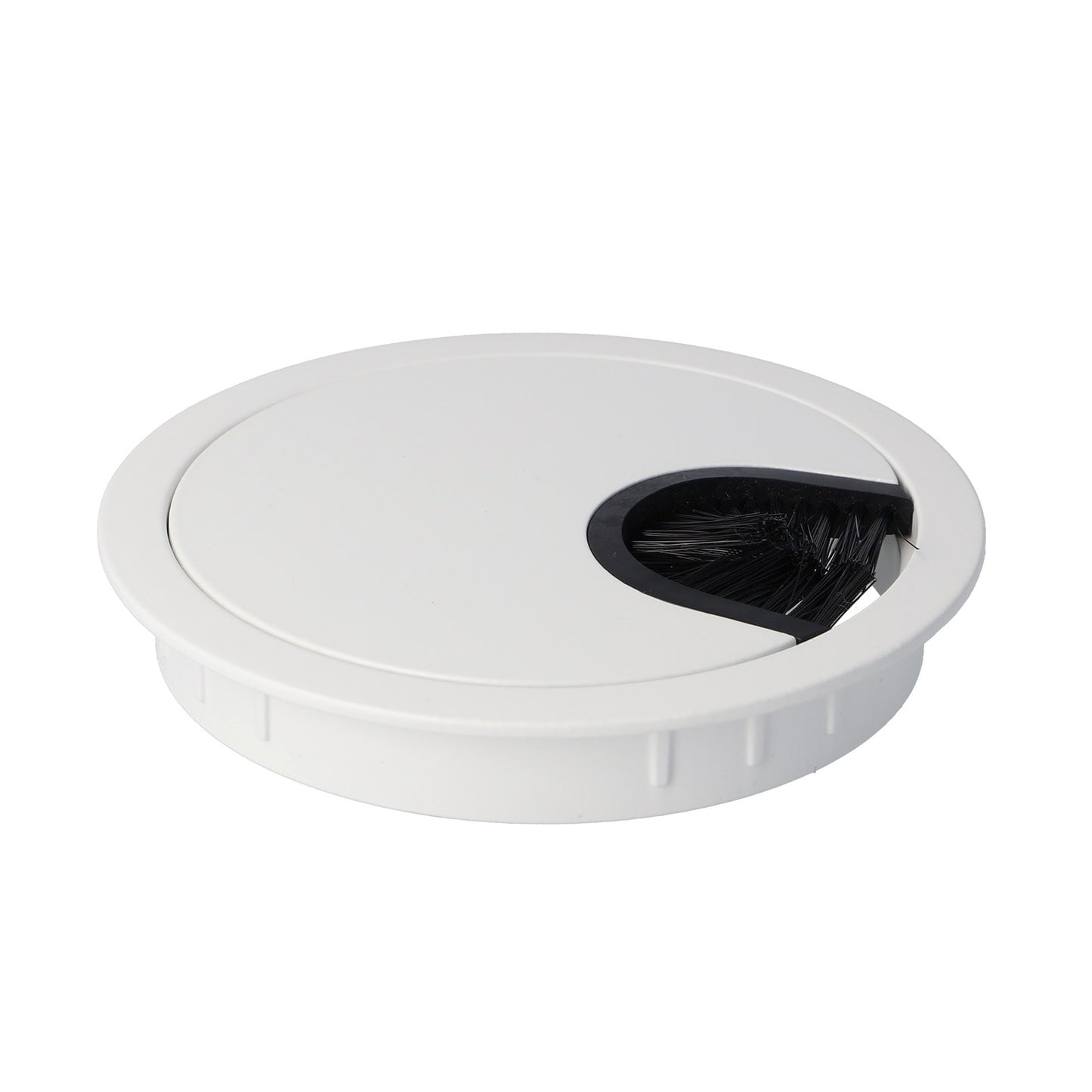 Passe-câble massif de haute qualité en Zamak, Ø80 mm pour bureau avec joint à brosse, surface : blanche. Gestion des câbles de table, sortie de câbles de SISO / Danemark