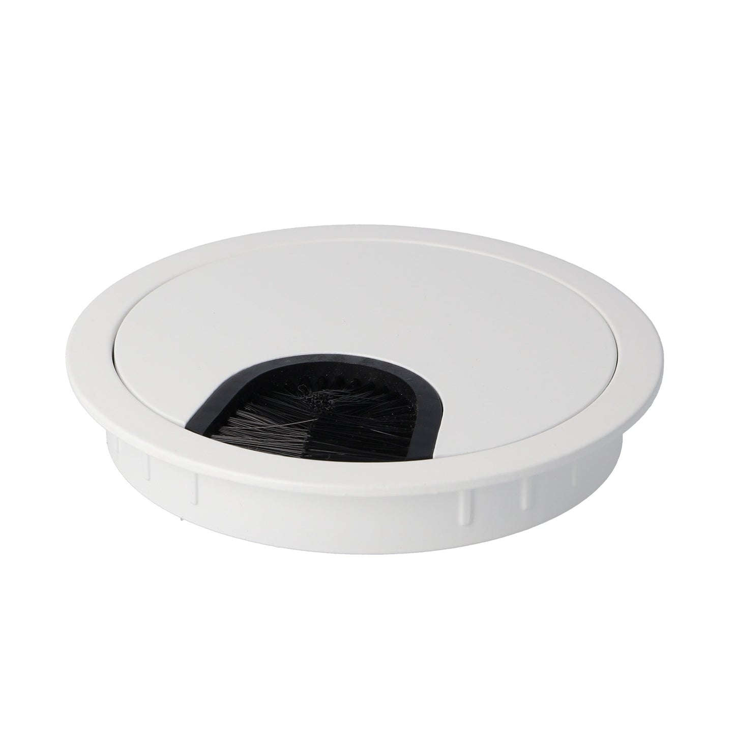 Passe-câble massif de haute qualité en Zamak, Ø80 mm pour bureau avec joint à brosse, surface : blanche. Gestion des câbles de table, sortie de câbles de SISO / Danemark