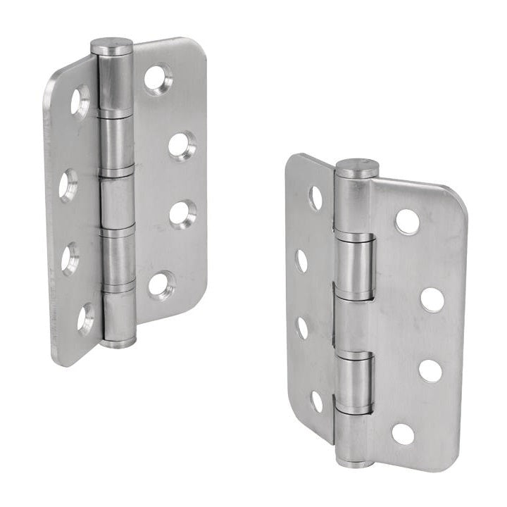 2 charnières de porte SISO / UMAXO® de haute qualité en acier inoxydable massif 102 mm, avec coins arrondis, vis comprises. Charnière de porte pour portes lourdes. Charnière en acier inoxydable SUS304 (V2A), épaisseur du matériau 3 mm