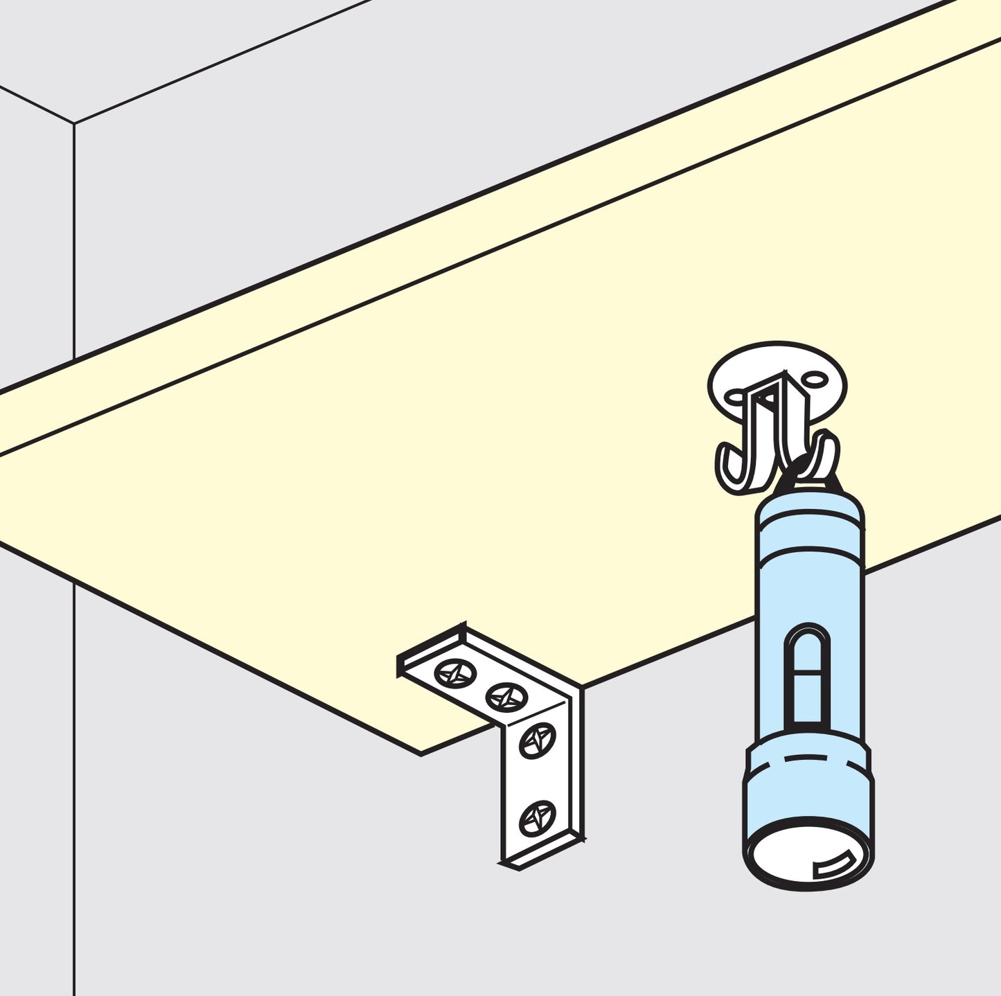 Hochwertiger drehbarer Haken aus Edelstahl V2A für Deckenmontage. Edelstahlhaken RF-50S von Sugatsune / LAMP® (Japan)