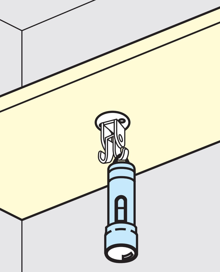 Hochwertiger drehbarer und schwenkbarer Haken aus Edelstahl V2A für Wand- und Deckenmontage. Edelstahlhaken RF-U50 von Sugatsune / LAMP® (Japan)