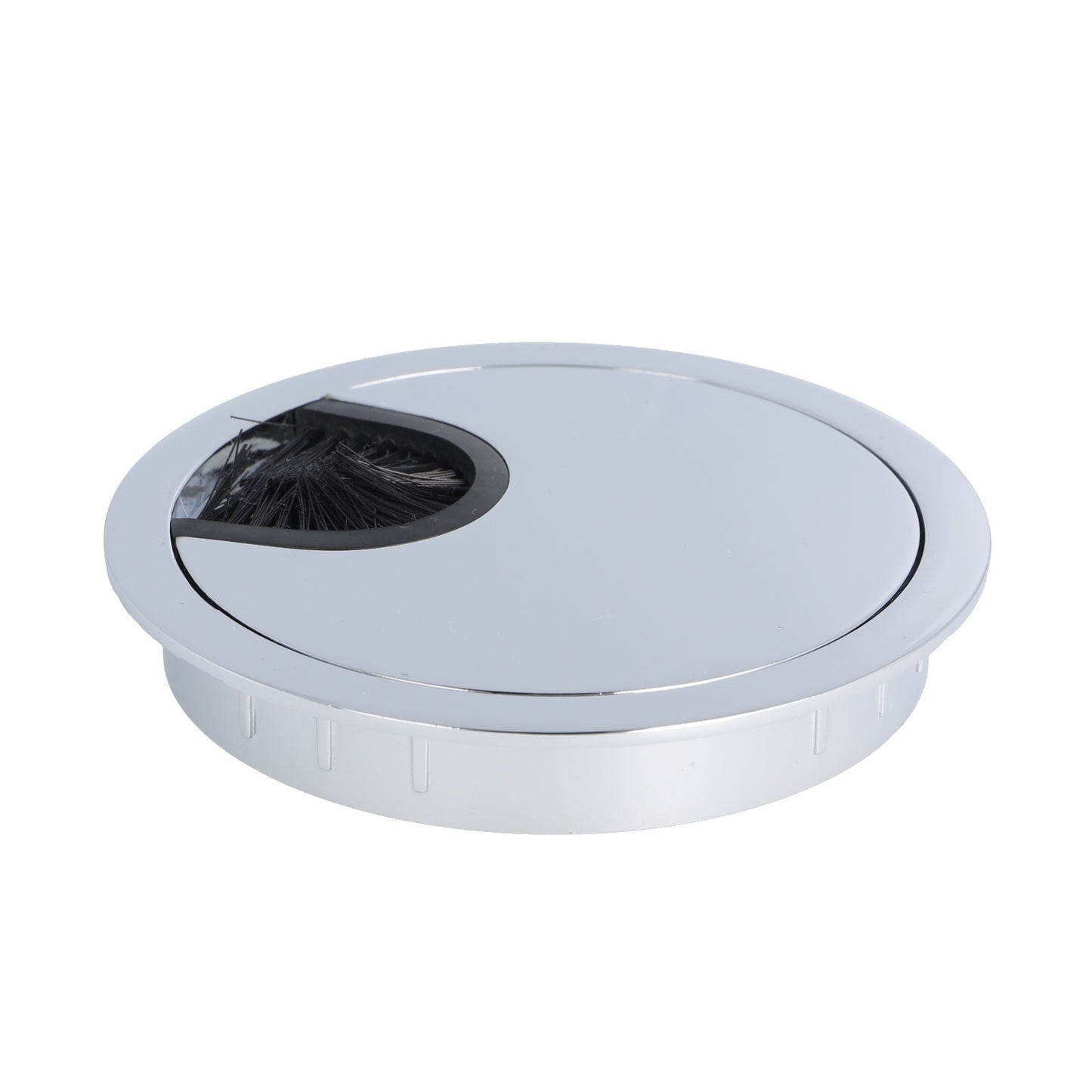 Passe-câble massif de haute qualité en Zamak, Ø80 mm pour bureau avec joint à brosse, surface : chromée. Gestion des câbles de table, sortie de câbles de SISO / Danemark
