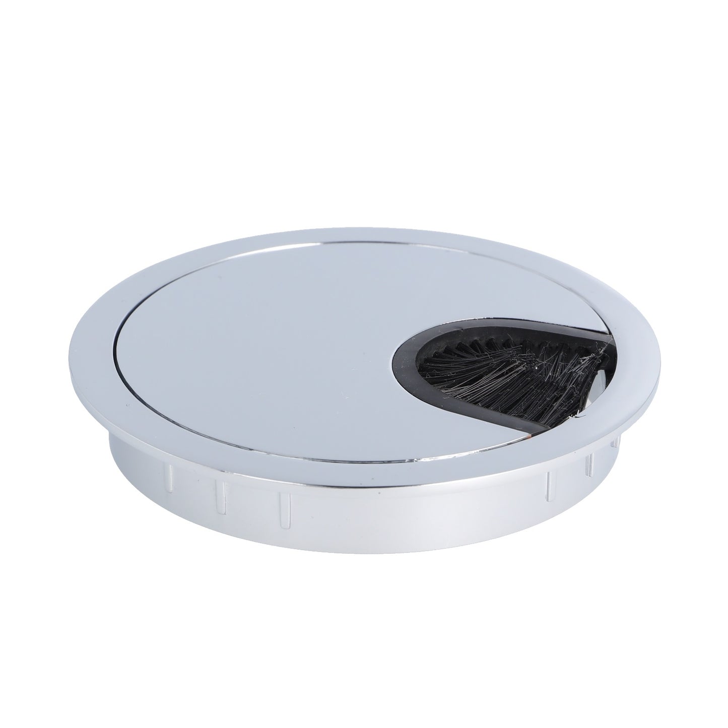 Passe-câble massif de haute qualité en Zamak, Ø80 mm pour bureau avec joint à brosse, surface : chromée. Gestion des câbles de table, sortie de câbles de SISO / Danemark