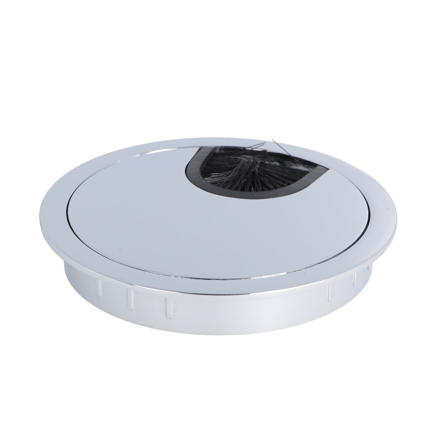 Passe-câble massif de haute qualité en Zamak, Ø80 mm pour bureau avec joint à brosse, surface : chromée. Gestion des câbles de table, sortie de câbles de SISO / Danemark