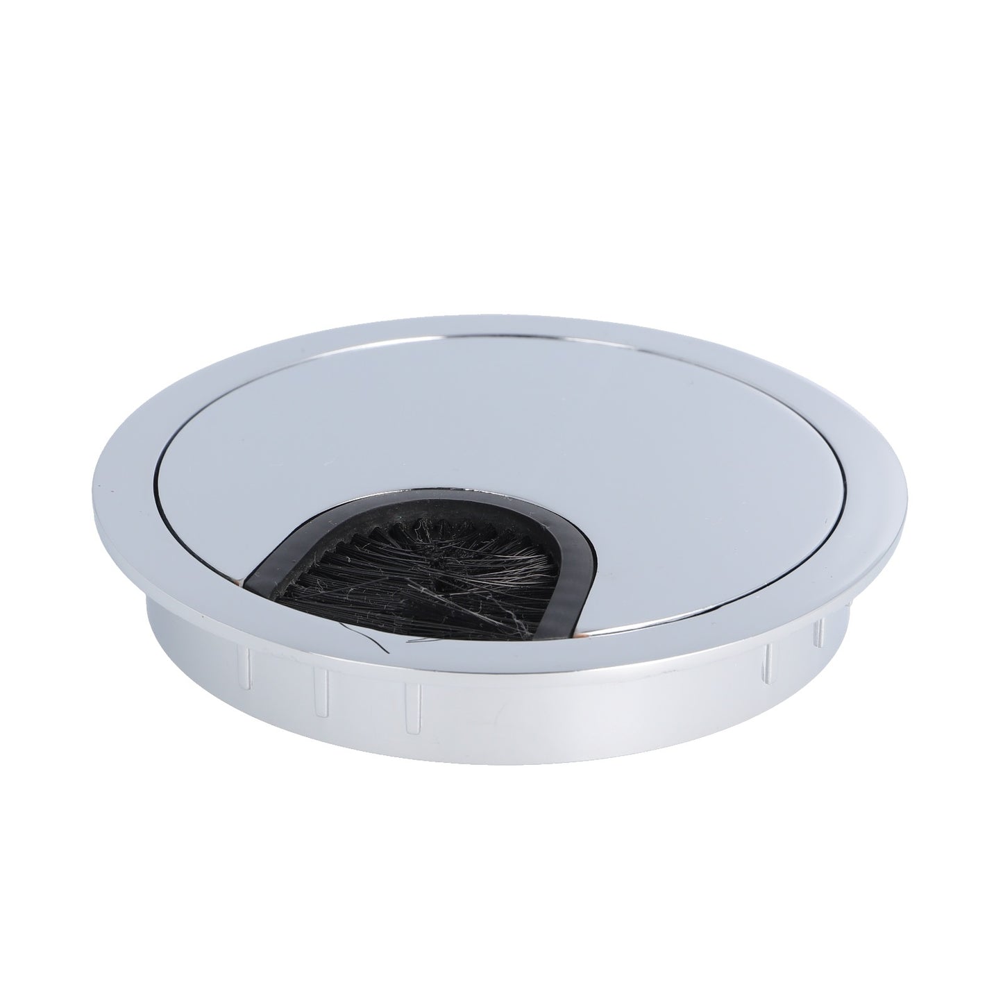 Passe-câble massif de haute qualité en Zamak, Ø80 mm pour bureau avec joint à brosse, surface : chromée. Gestion des câbles de table, sortie de câbles de SISO / Danemark
