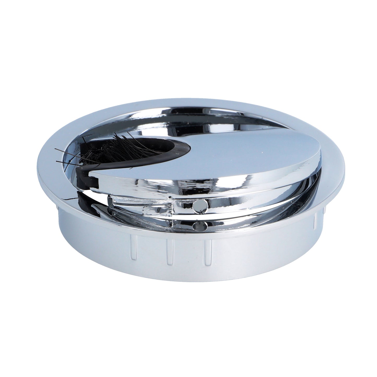 Passe-câble de haute qualité en Zamak, Ø 60 mm pour bureau avec joint à brosse, surface : chromée. Gestion des câbles de table, sortie de câbles de SISO / Danemark
