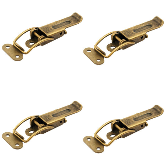4 pieces of adjustable steel pull-out table clamps, bronze-plated, with two position locks, 70 mm (2.8") 24.03.001-1. Catch #22 steel pull-out table clamp, bronze-plated, for pull-out tables, boxes, instrument cases, and worktops, from SISO Denmark