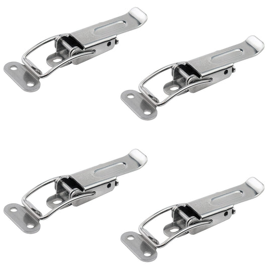 4 adjustable SUS304 (V2A) extendable table clamps, with two position locks, 70 mm (2.8") 24.03.000-1. Catch #22 clamp made of SUS304 (V2A), glossy polished, for extendable tables, boxes, instrument cases, and worktops, from SISO Denmark
