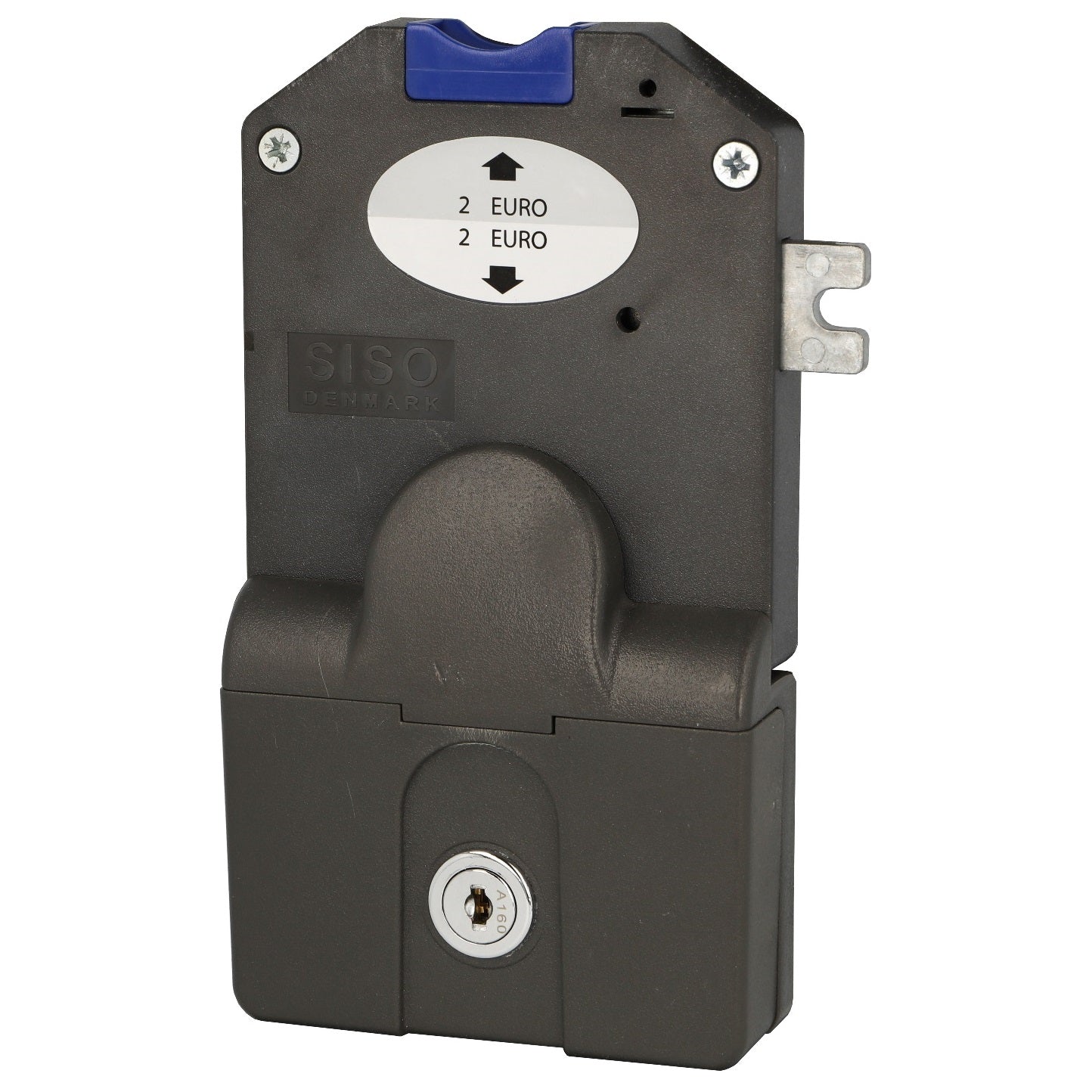 Payment coin lock with coin container for 2-euro coins, right-hand locking, 14.60.252-0+14.60.210-0 for club, swimming pool