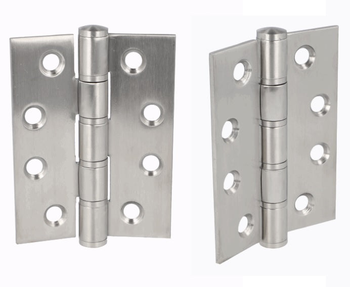 2 charnières de porte en acier inoxydable UMAXO® de haute qualité 102 mm, forme carrée, vis comprises. Charnière de porte pour portes lourdes. Charnière en acier inoxydable SUS304 (V2A), épaisseur du matériau 3 mm