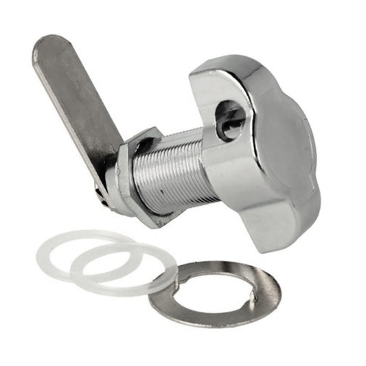 Serrure à pêne tournant pour cadenas avec fonction poignée, 32 mm (1,3″), version : droite, 14.04.589-0. Serrure à pêne tournant pour cadenas avec fonction poignée pour casiers, armoires en tôle, armoires à casiers et bien plus encore, de SISO Danemark