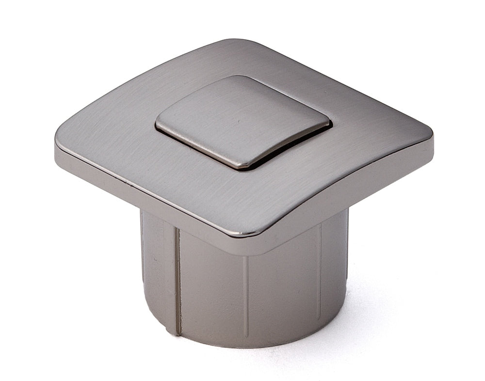 Bouton-pression de haute qualité avec fonction poignée, en laiton, surface : nickelée, satinée mate, design : carré, TLP-S-BB-WB et TLP-LBM(W). Bouton poussoir solide pour yachts et bien plus encore, de Sugatsune / LAMP® (Japon)