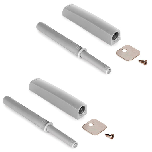 2 elegant push-button catches, with mounting housing, surface: grey, design: magnetic, 1900321 for furniture doors, cupboard doors, flaps