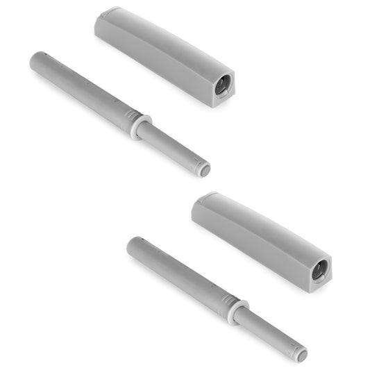 2 elegant push-button catches, with mounting housing, surface: grey, design: non-magnetic, 1900221 for furniture doors, cupboard doors, flaps