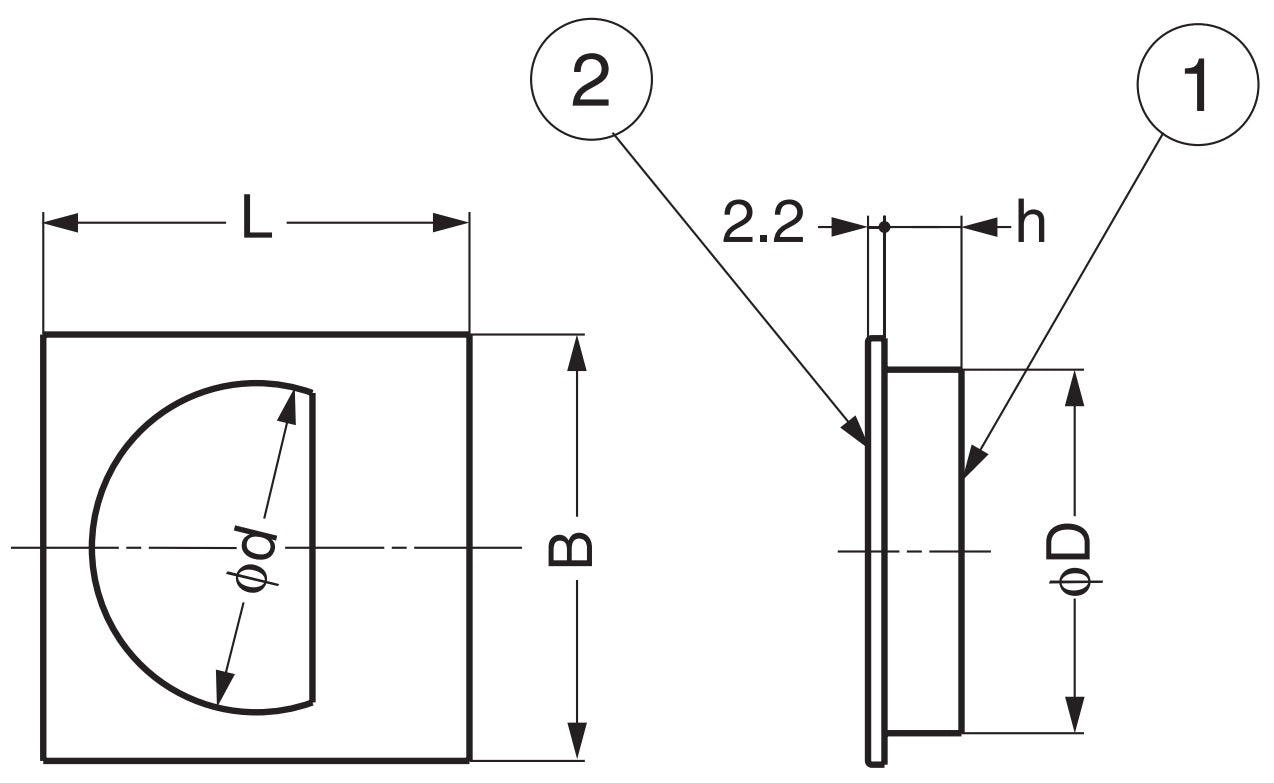 Stainless steel flush pull, semicircular, V2A (SUS304), 47 mm (1.9") SKH-47. High-quality stainless steel flush pull made of V2A (SUS304), satin-finished, for sliding doors, doors, ships, and humid environments from Sugatsune / LAMP® (Japan).