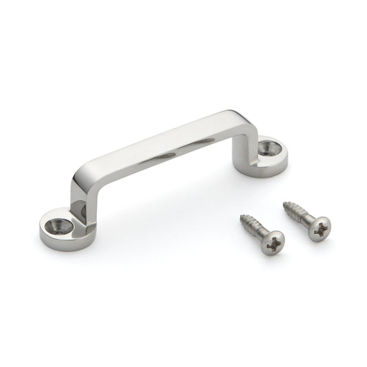 Stainless steel door handle V2A (SUS304), 65 mm (2.6") FT-65. High-quality solid stainless steel door handle made of V2A (SUS304) stainless steel, with a glossy finish, for ships, boats, yachts, and stainless steel kitchens from Sugatsune / LAMP® (Japan)