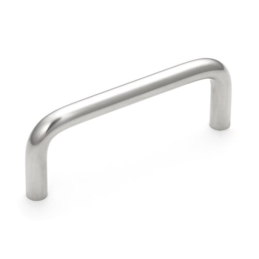 Stainless steel door handle V2A (SUS304), 75 mm (3") H-42-C-1. High-quality stainless steel door handle made of V2A (SUS304), glossy polished, for humid environments, ships, food processing, and medical applications from Sugatsune / LAMP® (Japan).
