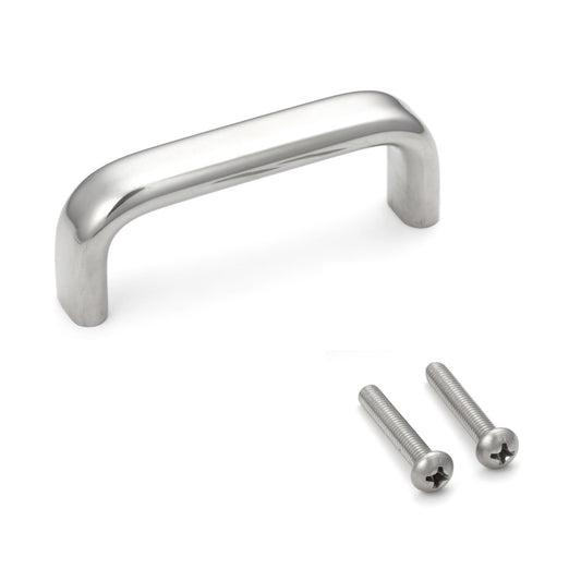 Stainless steel door handle V2A (SUS304), 80 mm (3.2") EC-80M. High-quality solid stainless steel door handle made of V2A (SUS304) for humid environments, ships, food processing, and medical applications from Sugatsune / LAMP® (Japan)