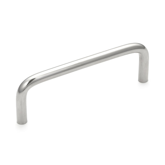 Stainless steel door handle V2A (SUS304), 86 mm (3.4") H-42-C-14. High-quality stainless steel door handle made of V2A (SUS304), glossy polished, for humid environments, ships, food processing, and medical applications from Sugatsune / LAMP® (Japan).