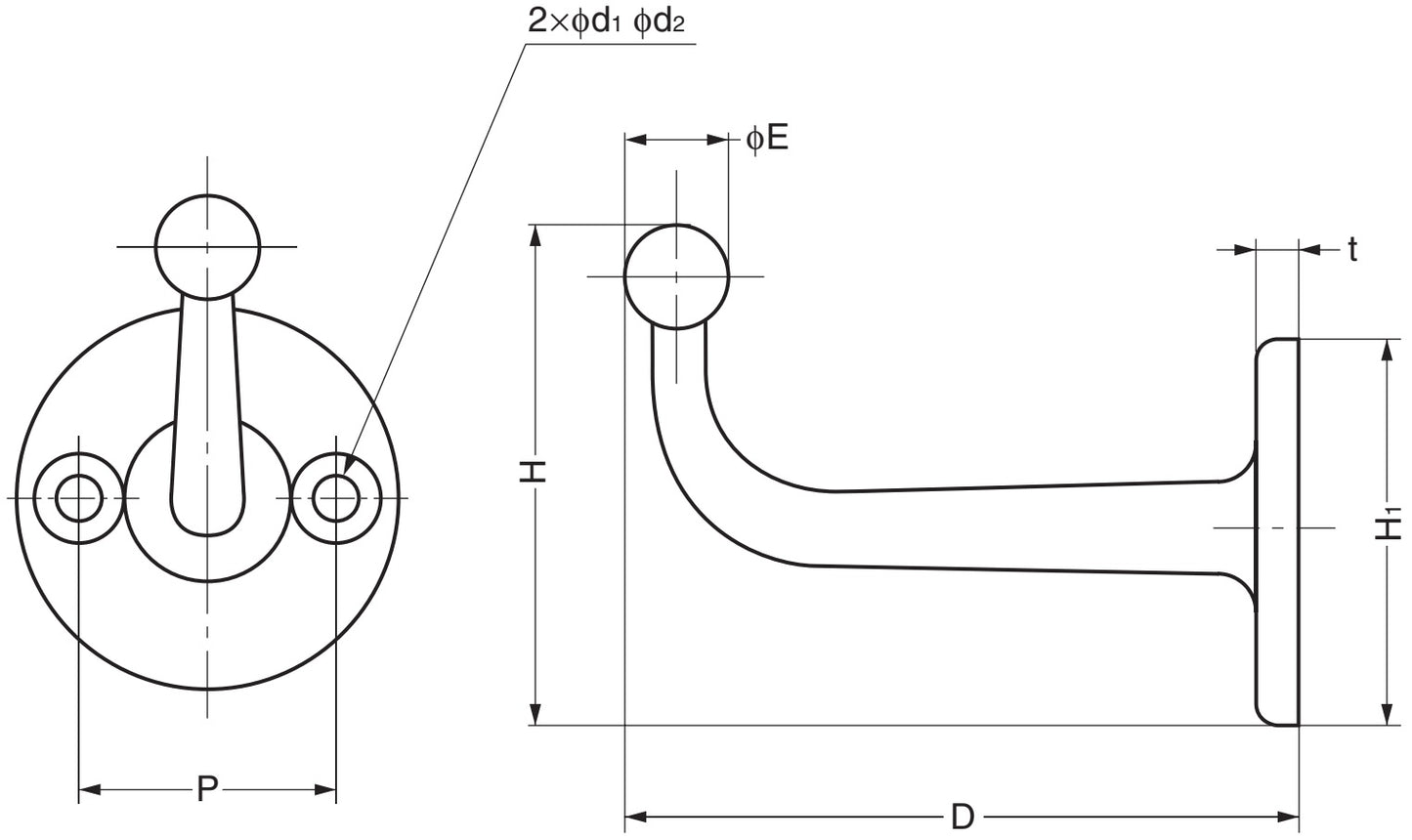 Hochwertiger Edelstahlhaken mit kugelförmiger Spitze, aus rostfreiem Edelstahl, Oberfläche: glänzend poliert, 47 mm (1,9″), FC-50. Wandhaken für Badezimmer, Außenbereich, Schwimmbad, Garderobe und viel mehr, von Sugatsune / LAMP® (Japan)