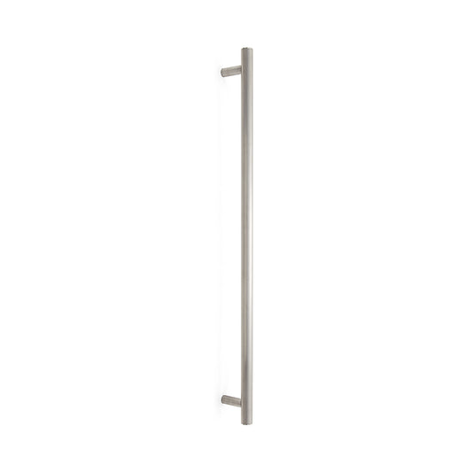 SUS304 stainless steel door handle, 800 mm (31.5") SSH-2580. Solid stainless steel door handle made of V2A stainless steel, satin finish, for interior doors, production machines, trains, buses, and special vehicles, from Sugatsune / LAMP® (Japan)