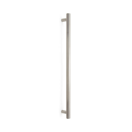 SUS304 stainless steel door handle, 800 mm (31.5") SSH-3280. Solid stainless steel door handle made of V2A stainless steel, satin finish, for interior doors, production machines, trains, buses, and special vehicles, from Sugatsune / LAMP® (Japan)