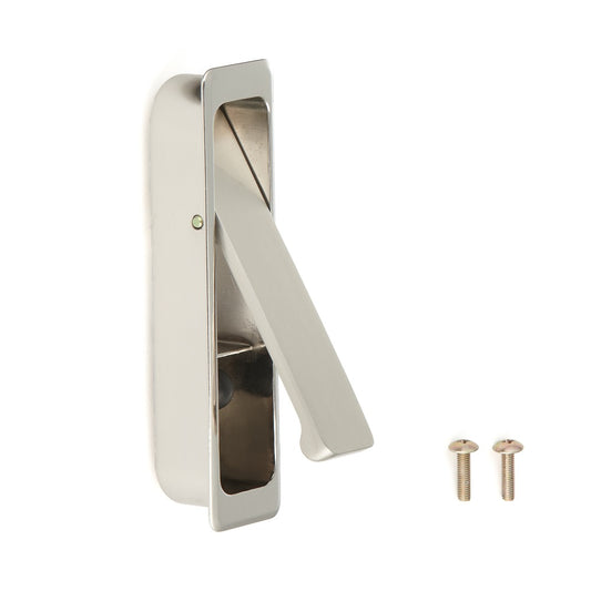 Zinc alloy recessed pull handle, finish: nickel-plated, satin matte, 100 mm (4") FH-100BK-00. Recessed pull handle FH-100BK-00 for office furniture, home furniture, and kitchen cabinets, by Sugatsune / LAMP® (Japan)