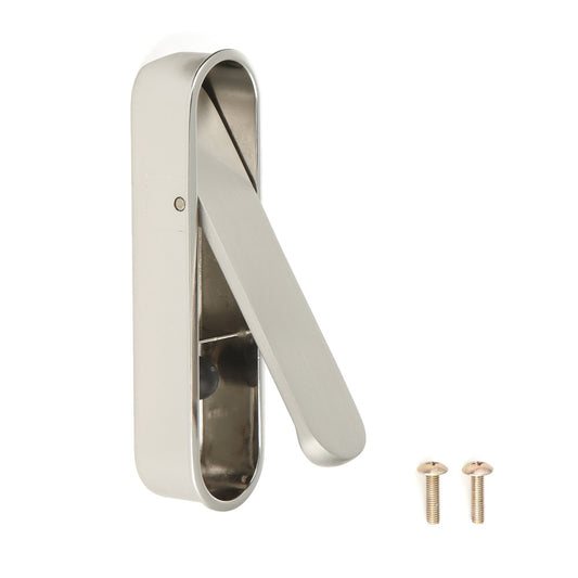 Zinc alloy recessed pull handle, finish: nickel-plated, satin matte, 97 mm (3.9") FH-100AM-00. Recessed pull handle FH-100AM-00 for office furniture, home furniture, and kitchen cabinets, by Sugatsune / LAMP® (Japan)