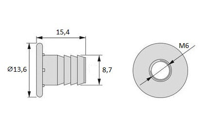 20 Stück hochwertige Einpressmutter mit Innengewinde M6, aus Stahl, Oberfläche: verzinkt, 13,6 mm (17/32″), 8066705 für Möbelverbindungen