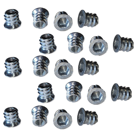 20 pieces of high-quality screw-in sockets with M6 internal thread, countersunk head with hexagon socket and cover edge, surface: galvanized, 10 mm (0.4″), 8028005. Screw-in nuts for furniture, wood panels, chipboard, tables and much more, by EMUCA