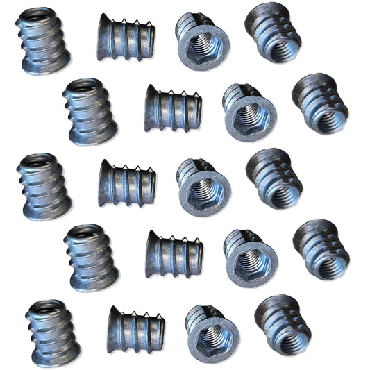 20 pieces of high-quality screw-in socket with M8 internal thread, countersunk head with hexagon socket and cover edge, 15 mm (0.6″), 8007601. Screw-in nut for furniture, wood panels, chipboard, tables, chairs, worktops and much more, by EMUCA