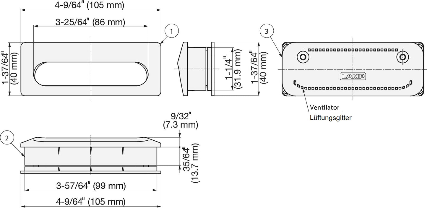 Coque de poignée de ventilation unique V2A (SUS304), grise, 105 mm (4,2″) UTA-105GR. Poignée de ventilation en acier inoxydable V2A (SUS304), finition satinée mate, pour tiroirs, armoires, environnements humides, expédiée par Sugatsune / LAMP® (Japon)
