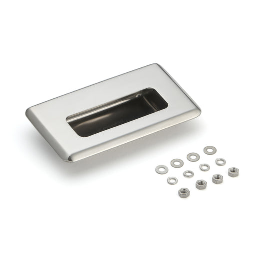 Coque de poignée exclusive en acier inoxydable SUS304, 109,5 mm (4,4″) HH-FB-2M. Poignée encastrée en acier inoxydable V2A, poli brillant, pour tiroirs, armoires, environnements humides, navires, machines et appareils de Sugatsune / LAMP® (Japon)