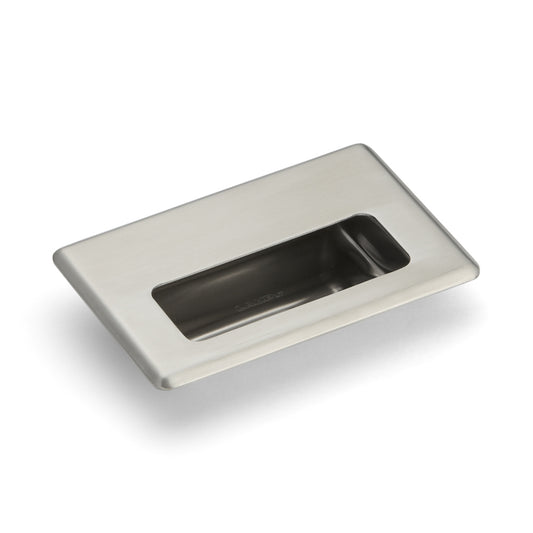 Exclusive SUS304 stainless steel flush pull, 138 mm (5.5") HH-FC-1. Stainless steel flush pull made of V2A stainless steel, satin finish, for drawers, cabinets, humid environments, ships, machinery, and appliances from Sugatsune / LAMP® (Japan).