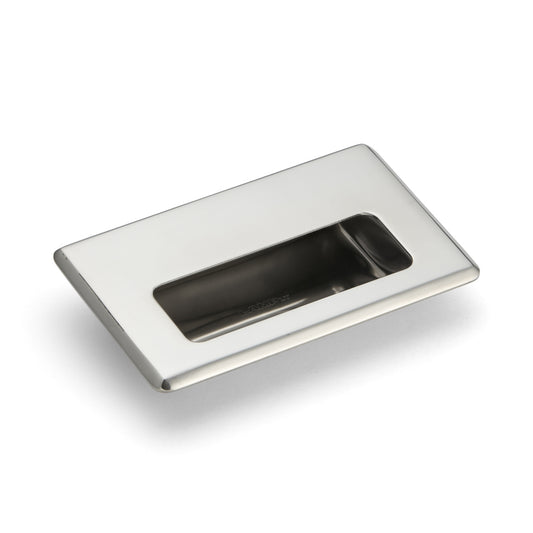 Exclusive SUS304 stainless steel flush pull, 138 mm (5.5") HH-FC-1M. Stainless steel flush pull made of V2A stainless steel, polished finish, for drawers, cabinets, humid environments, ships, machinery, and appliances from Sugatsune / LAMP® (Japan).