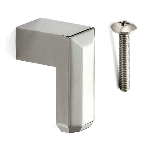 Exclusive SUS304 stainless steel furniture knob, 35 mm (1.4") CU-L-35. Solid, exclusive stainless steel V2A furniture knob, matte and polished, for boats, yachts, motorhomes, private aircraft, and beachfront properties, by Sugatsune / LAMP® (Japan)
