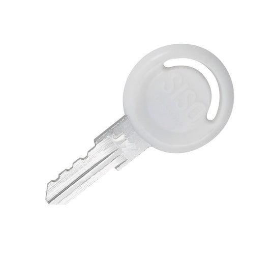 Clé principale pour système de serrures SISO J13 14.04.123-5. Clé passe-partout en métal et plastique, blanche, pour système de clés de voiture SISO J13, de SISO Danemark