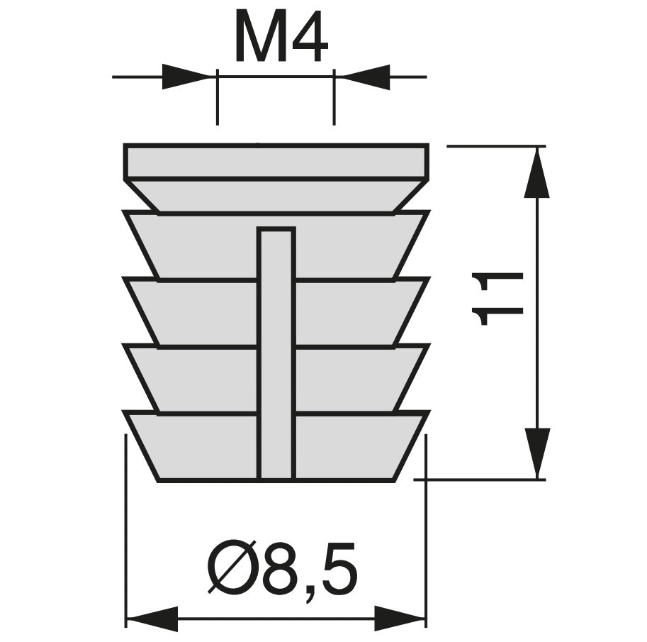 20 inserts filetés de haute qualité avec filetage intérieur M4, en nylon (PA), 11 mm (7/16″), 9047420 pour pièces en bois, raccords de meubles, boîtiers électroniques