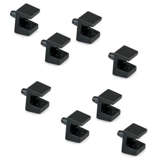 8 pieces of high-quality glass shelf supports, surface: black, 5 mm (13/64″), 4007953 for glass shelves, glass cabinet shelves, bathroom cabinets